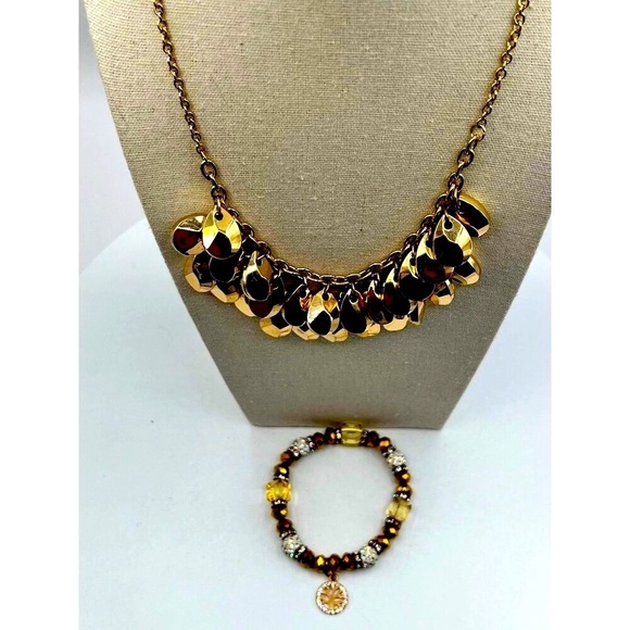 Gold Tone Necklace & Beaded Bracelet Set With Tree Of Life Charm - Picture 4 of 10